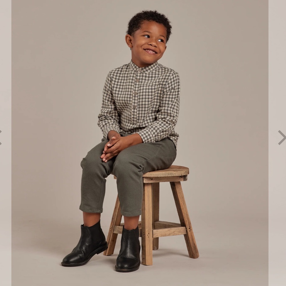 Rylee and cru mason shirt in marine gingham. Size 2-3